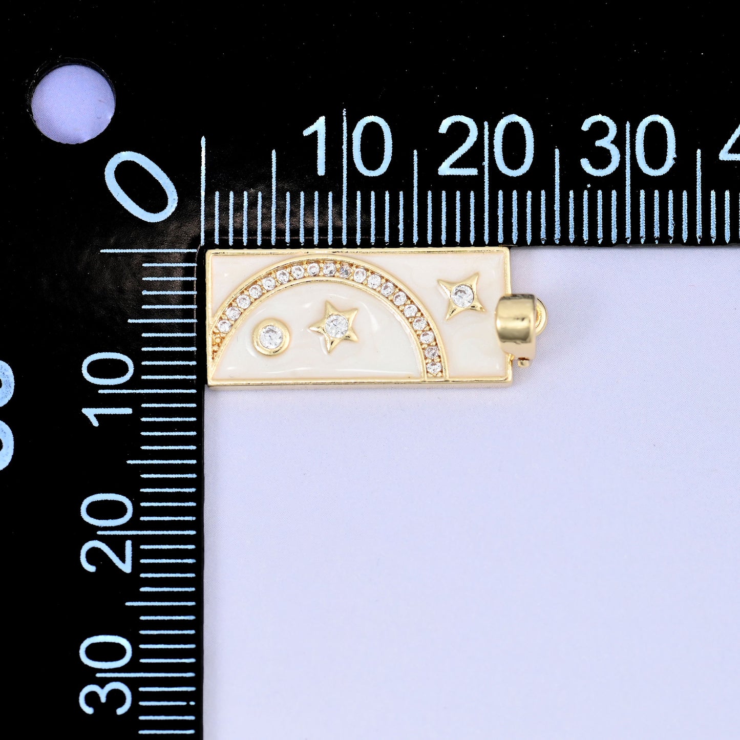Moon Stars Rectangle Zircon Pendants: 18K Gold Plated Charms, Jewelry Making Supply