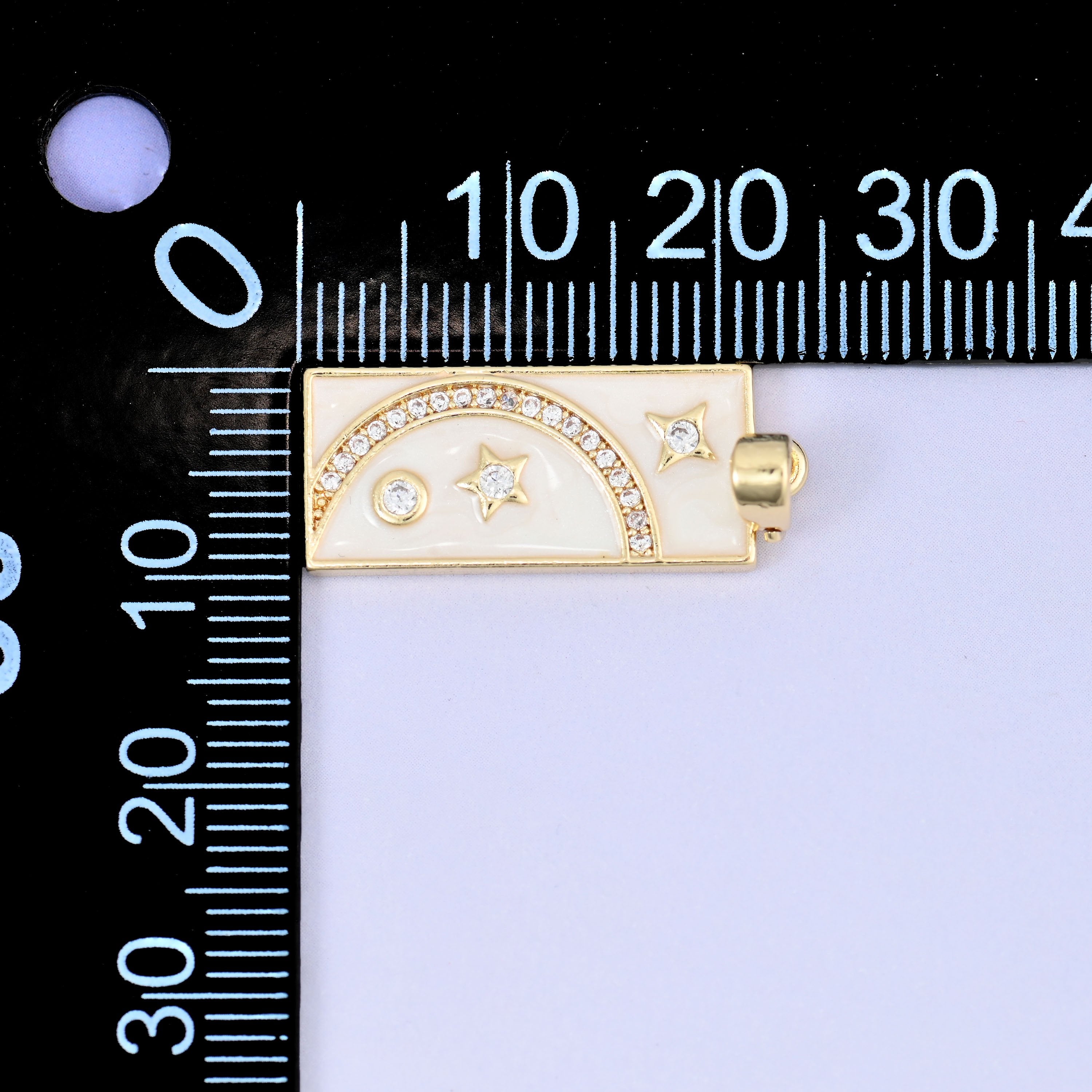 Moon Stars Rectangle Zircon Pendants: 18K Gold Plated Charms, Jewelry Making Supply