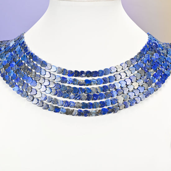 Lapis lazuli beads, flat heart, 6mm