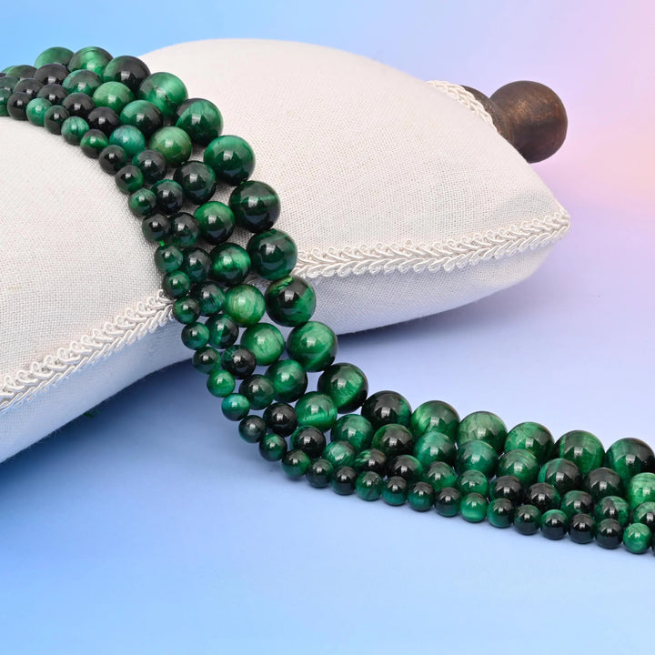 Green Tiger Eye Smooth Round Beads
