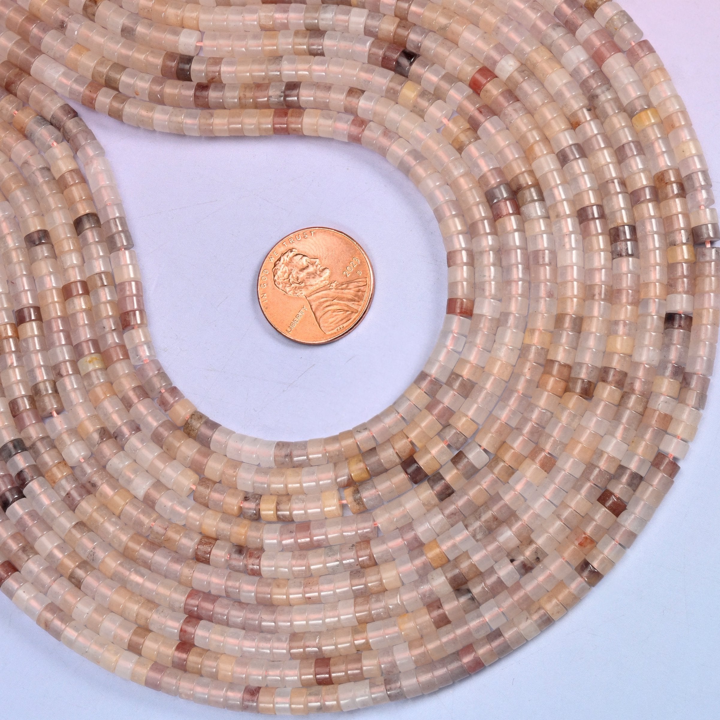 Lavender Quartz Smooth Heishi Disc Beads for jewelry making