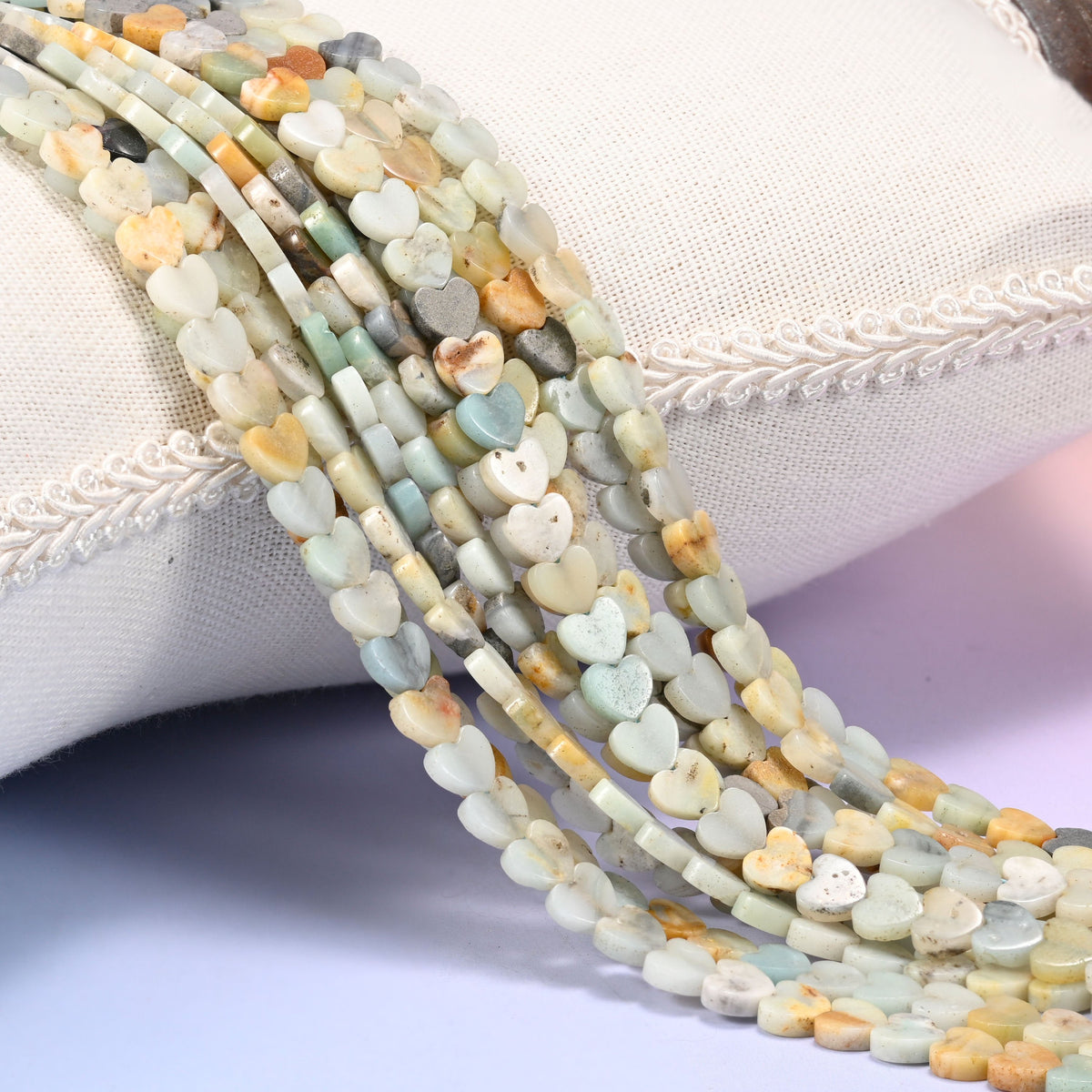 Multicolor Amazonite Flat Heart Beads