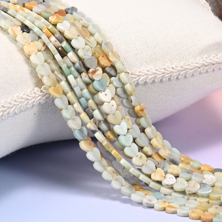 Multicolor Amazonite Flat Heart Beads