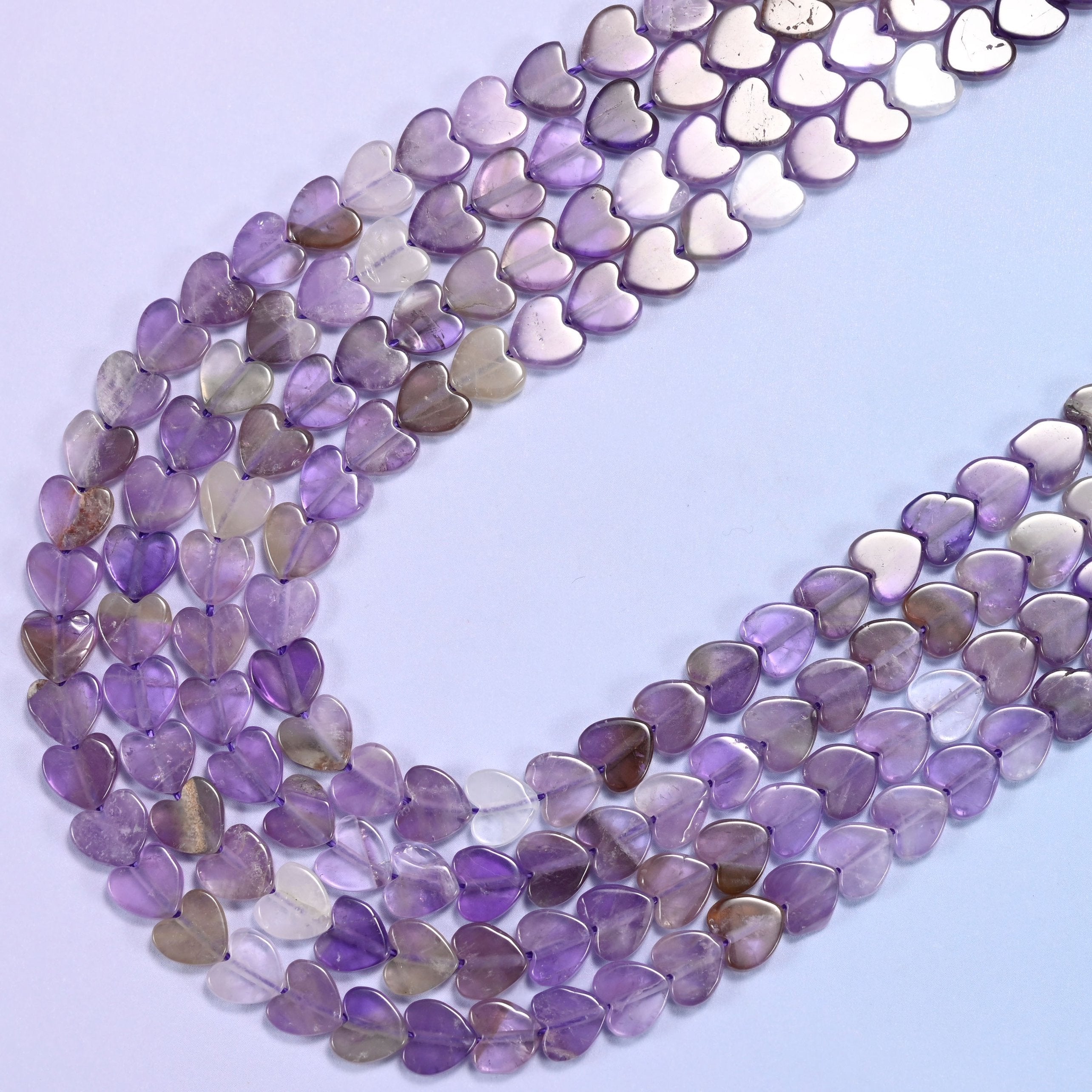 Amethyst Flat Heart Beads 6mm, 15 inch strand