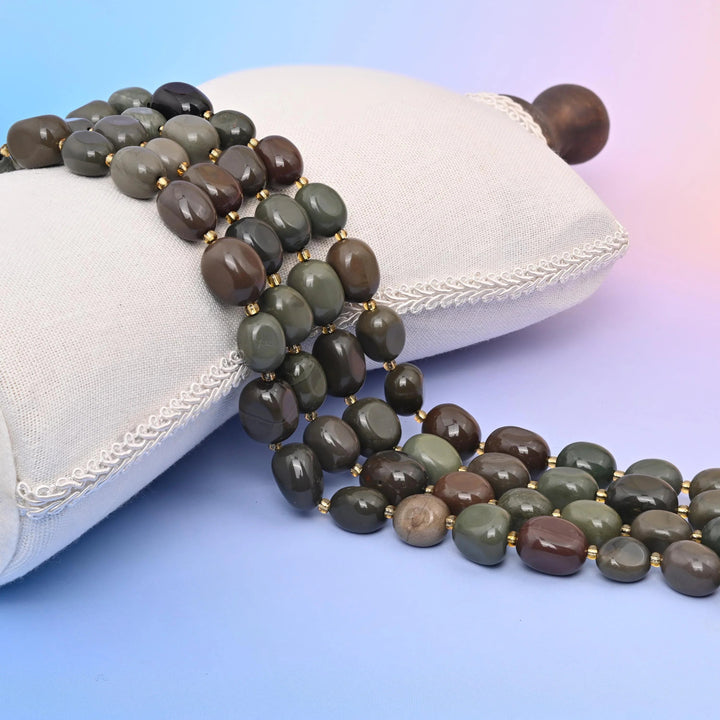 Green Agate Oval Nugget Beads 10-17mm