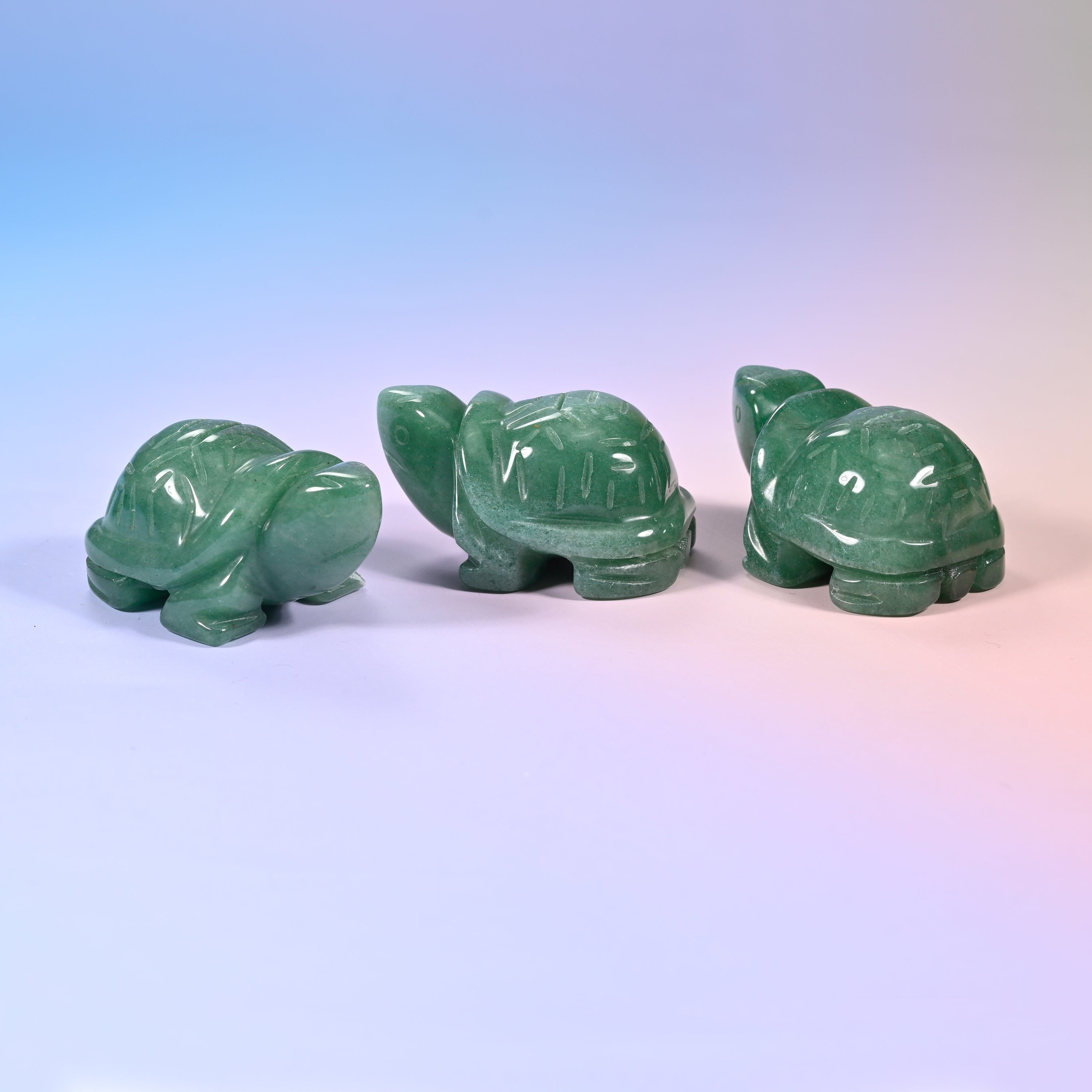 Turtle Crystal Figurine, hand-carved gemstone turtle polished to a high shine