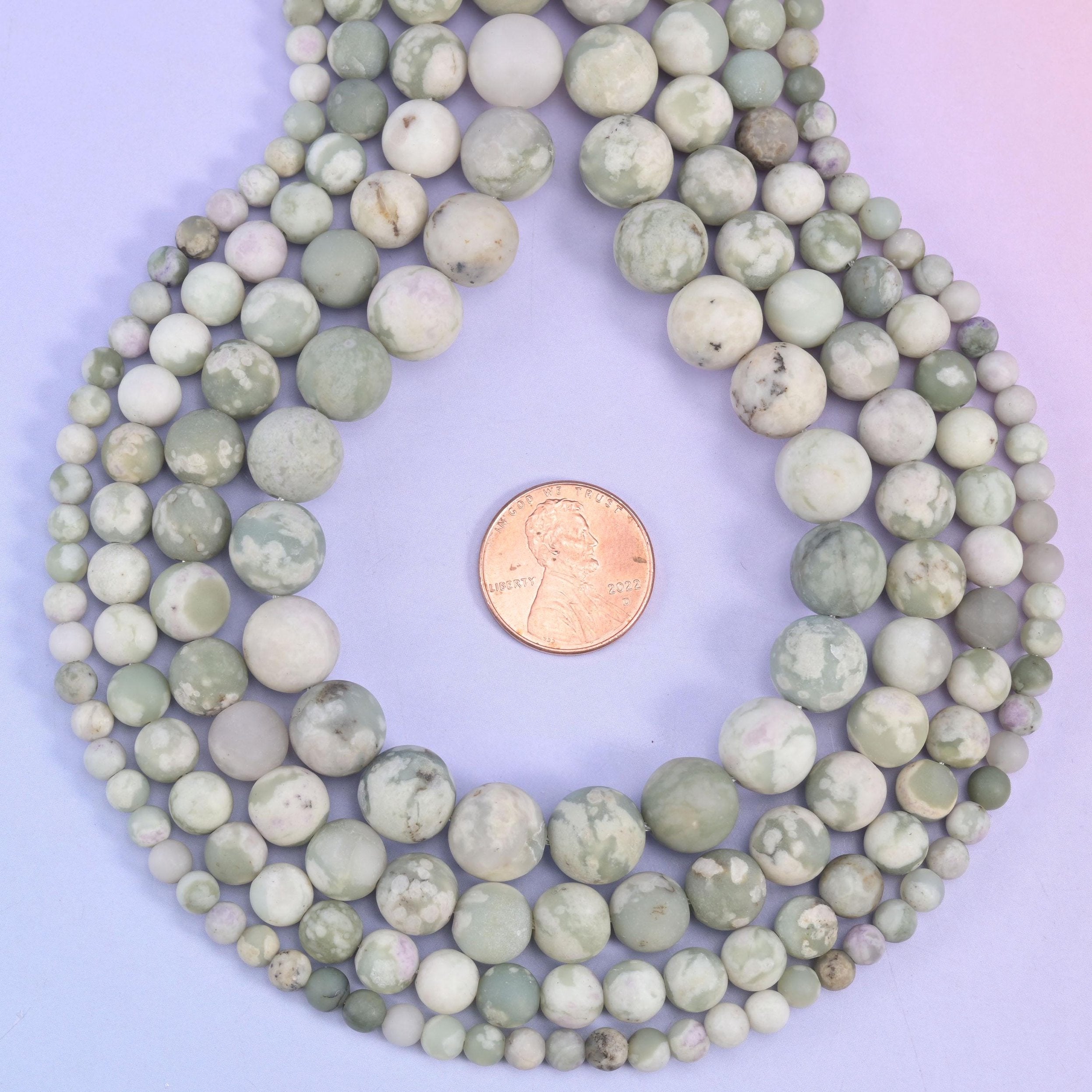 Natural Green Peace Jasper matte round beads for bracelets, necklaces, and earrings