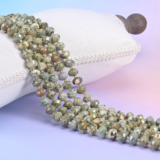 Snake Skin Jasper Faceted Rondelle Beads 6x10mm