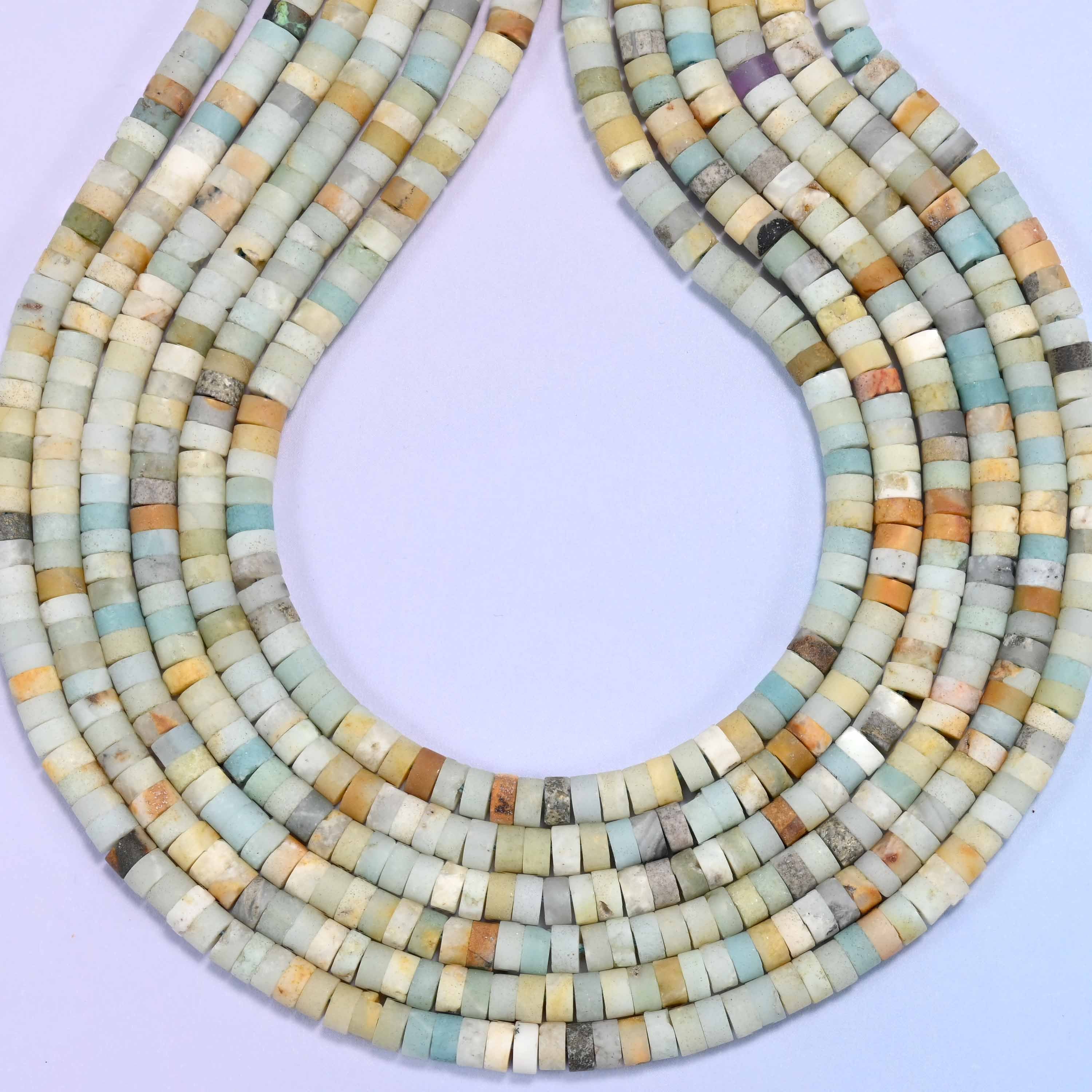 Matte Multicolor Amazonite Heishi Disc Beads: Jewelry Making Supply, 15 Inch Strand