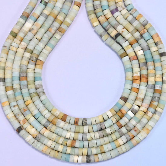 Matte Multicolor Amazonite Heishi Disc Beads: Jewelry Making Supply, 15 Inch Strand