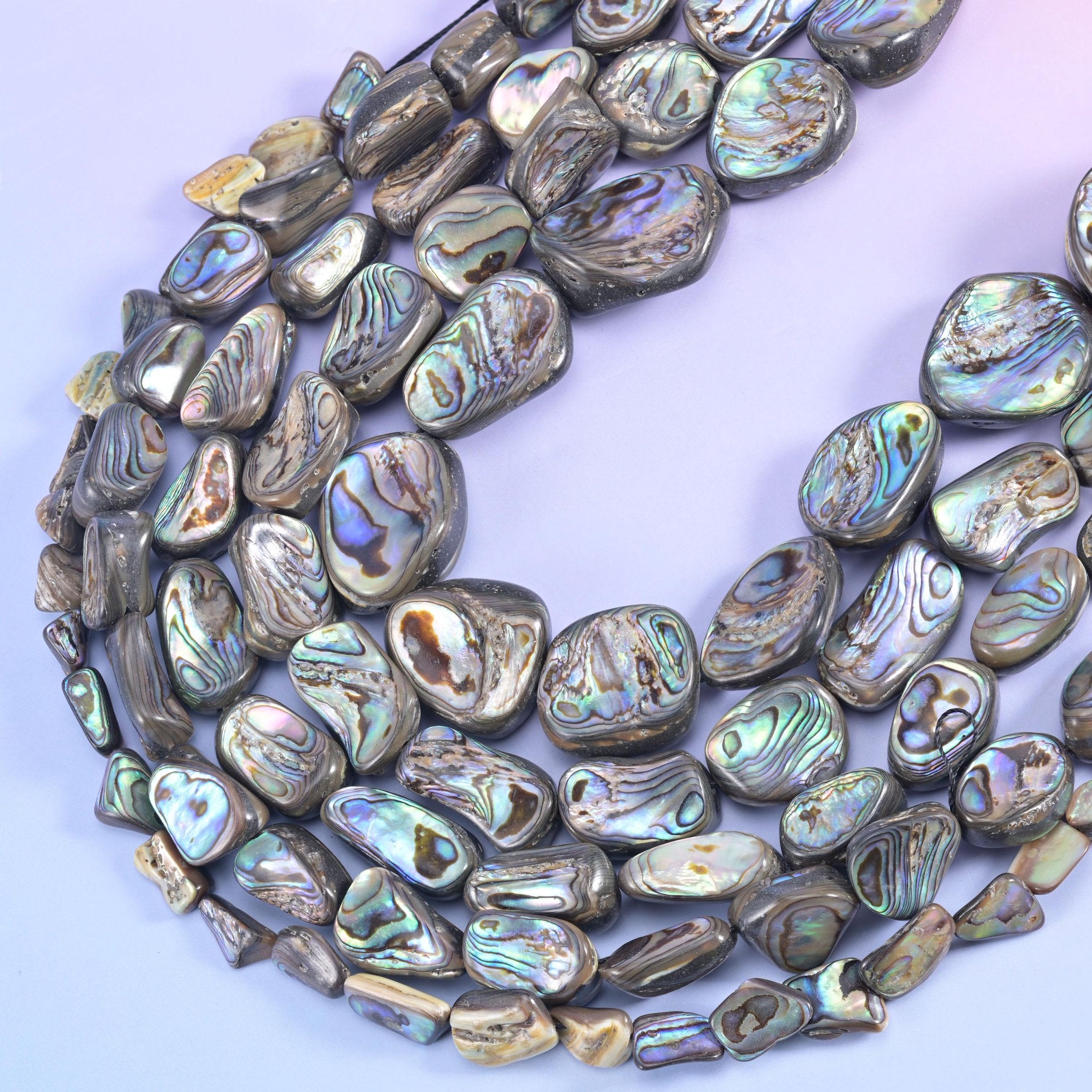 Abalone Shell Freeform Nugget Beads 10-16mm to 25-29mm, 15 inches