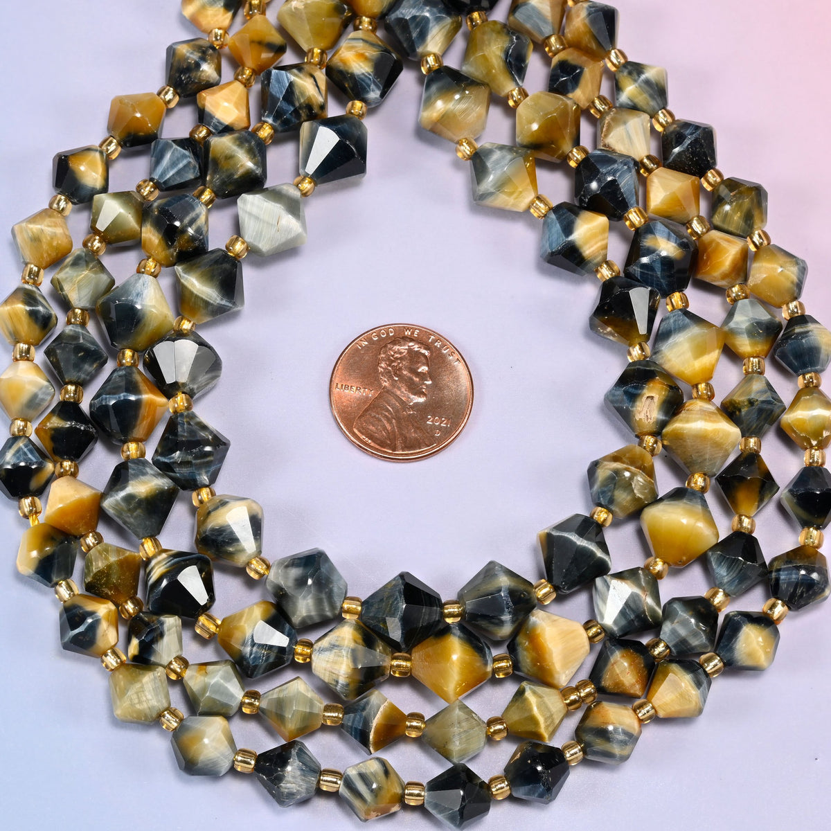 Dream Tiger Eye Bicone Beads 8mm 10mm Jewelry Making 15 Inch Strand