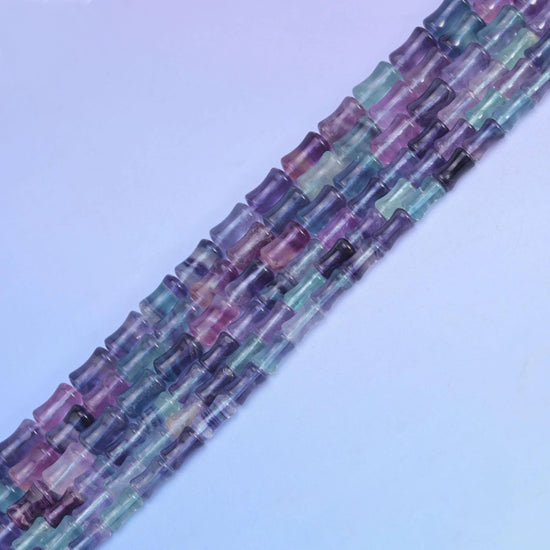 Rainbow Fluorite bamboo stem tubes, 15.5 inch strand.