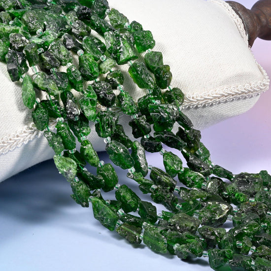 Chrome Diopside Irregular Chip Nugget Beads 10-14mm
