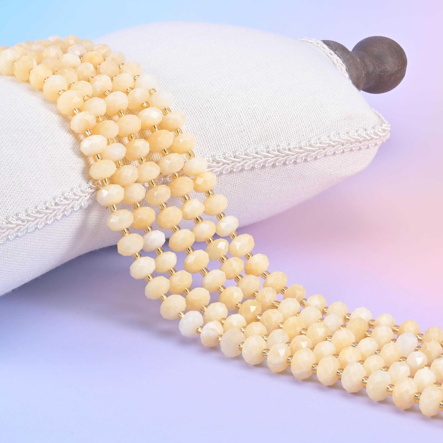 Beige Jade Faceted Rondelle Beads 6x10mm