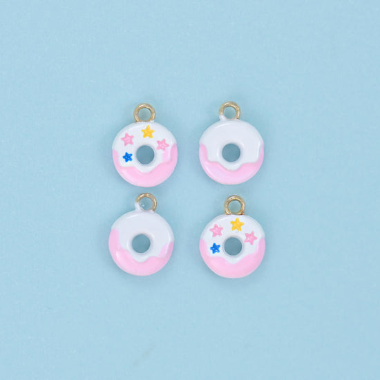 Enamel Star Sprinkle Donut Charm 10x8mm in chocolate brown, strawberry pink, lilac, lemon, mint or peach icing