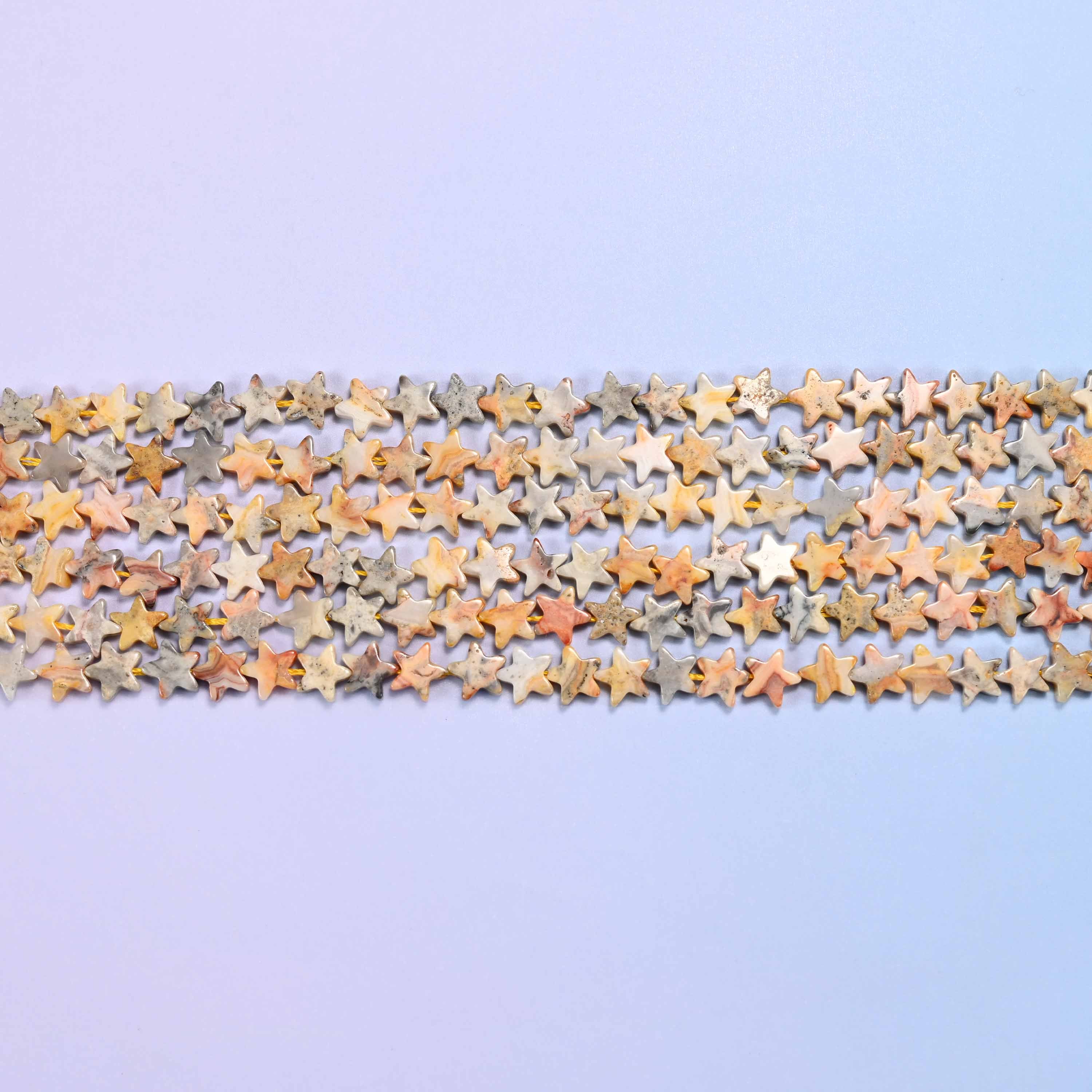 Crazy Agate Flat Star Beads: Size 6mm, Jewelry Making, 15 Inch Strand