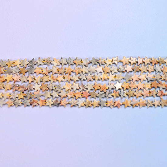 Crazy Agate Flat Star Beads: Size 6mm, Jewelry Making, 15 Inch Strand