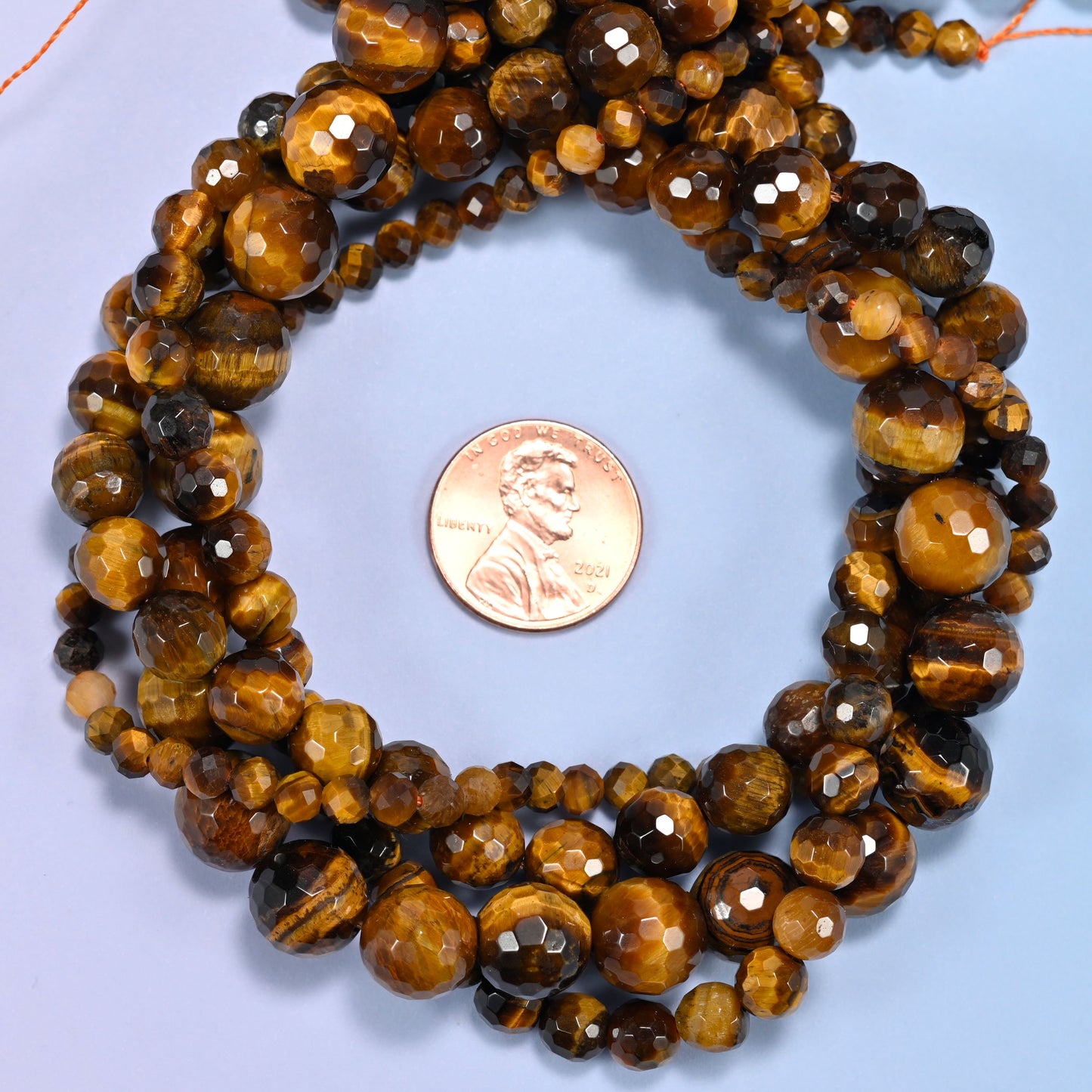 Tiger Eye Faceted Round Beads: Jewelry Making, 15 Inch Strand