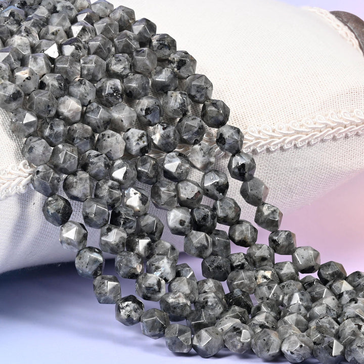 Black Labradorite Faceted Diamond Star Beads 6mm 8mm 10mm