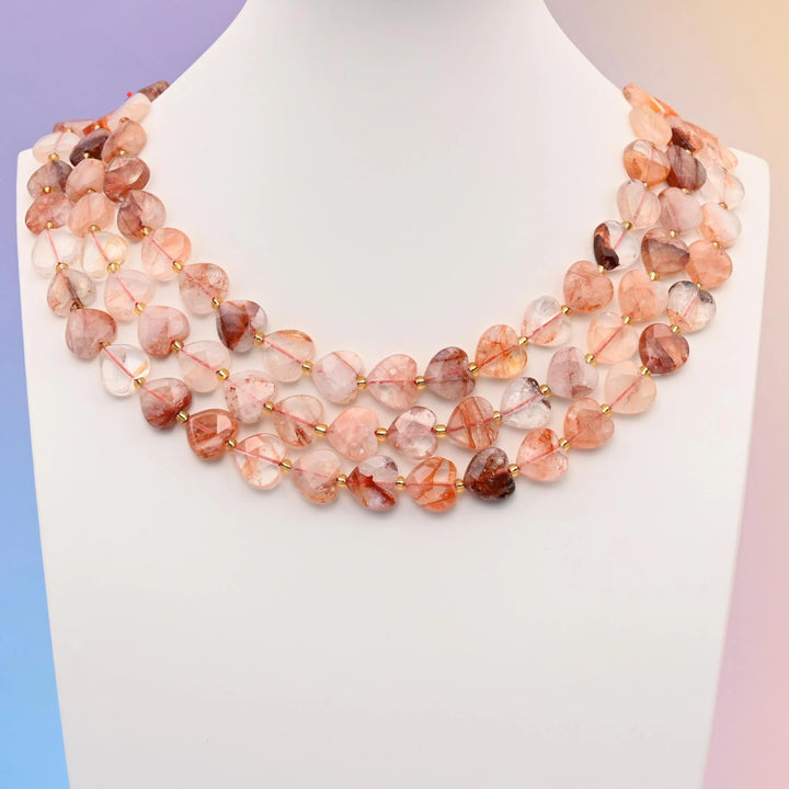 Red Hematoid Quartz faceted heart beads, 12mm, sold per 15.5 inch strand