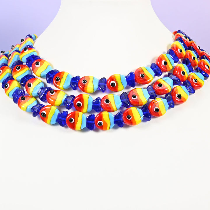 Glass beads, fish, Approximately 19x12mm, 5.0mm thick