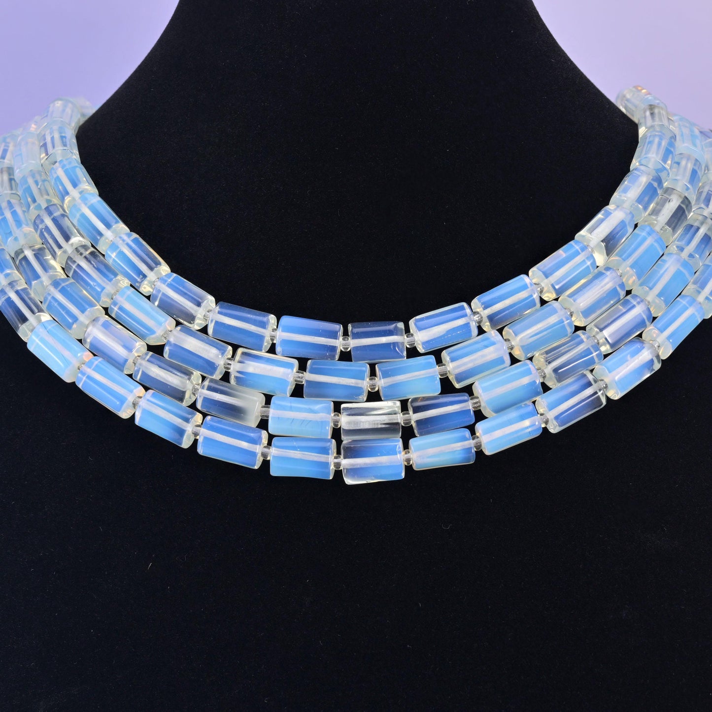 Opalite (man-made glass) beads, faceted tube, 12x8mm