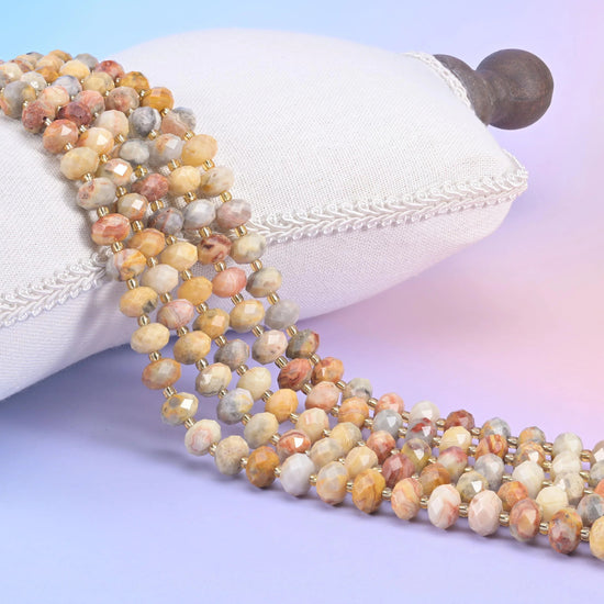 Crazy Agate Faceted Rondelle Beads