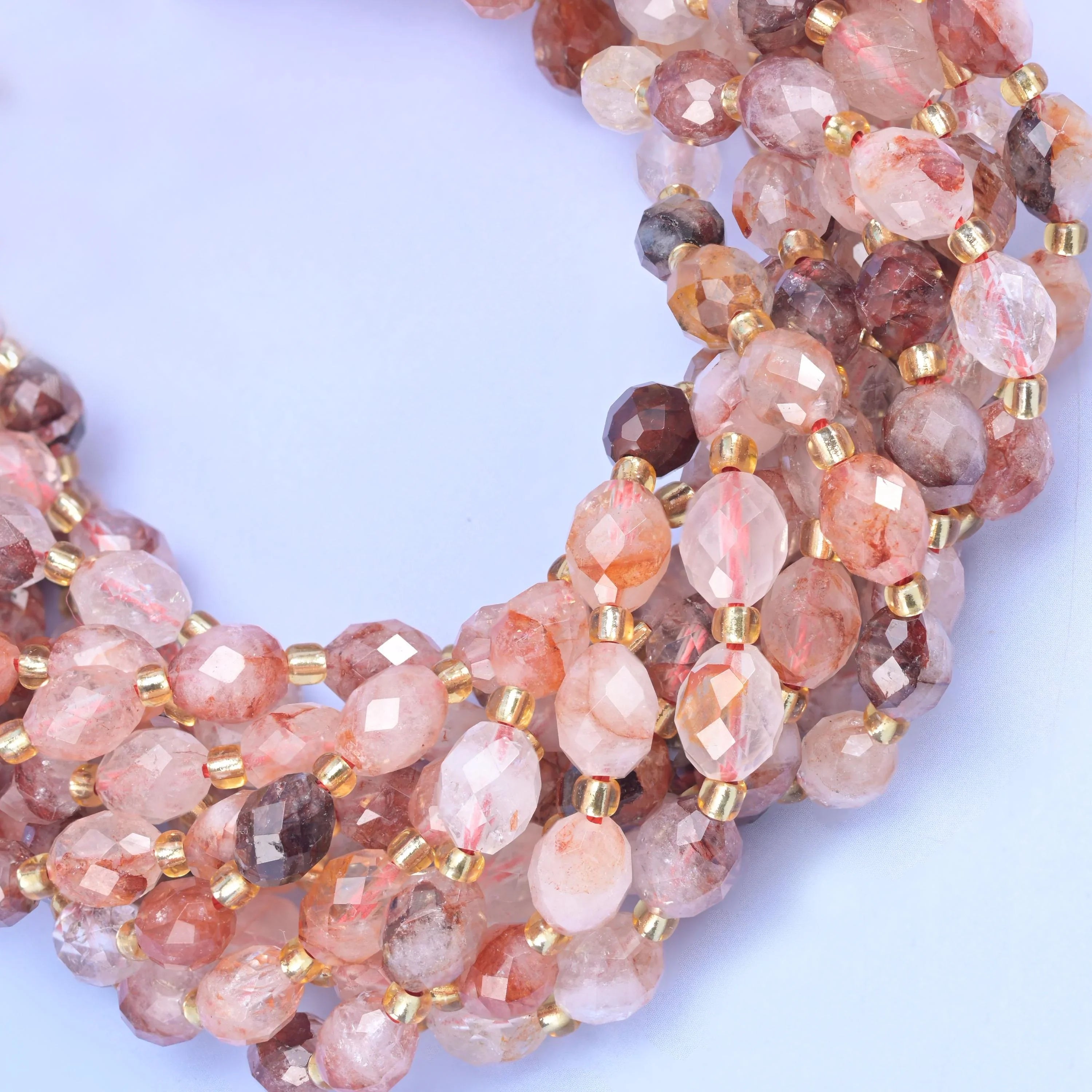 Red Hematoid Faceted Rice Barrel Beads, hole approximately 1.0mm