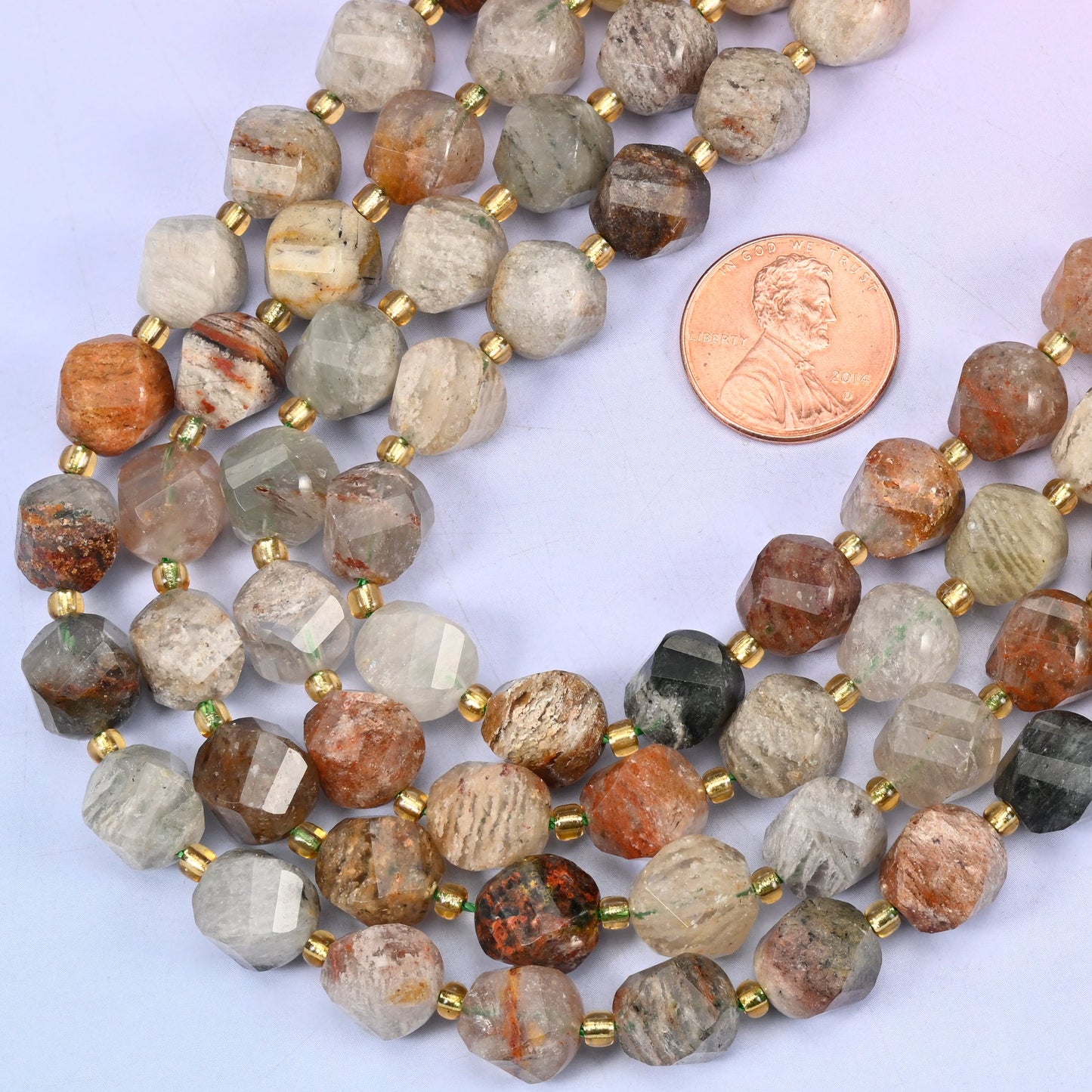 10mm thousand layer phantom quartz faceted spiral twist beads for bracelets, necklaces and earrings