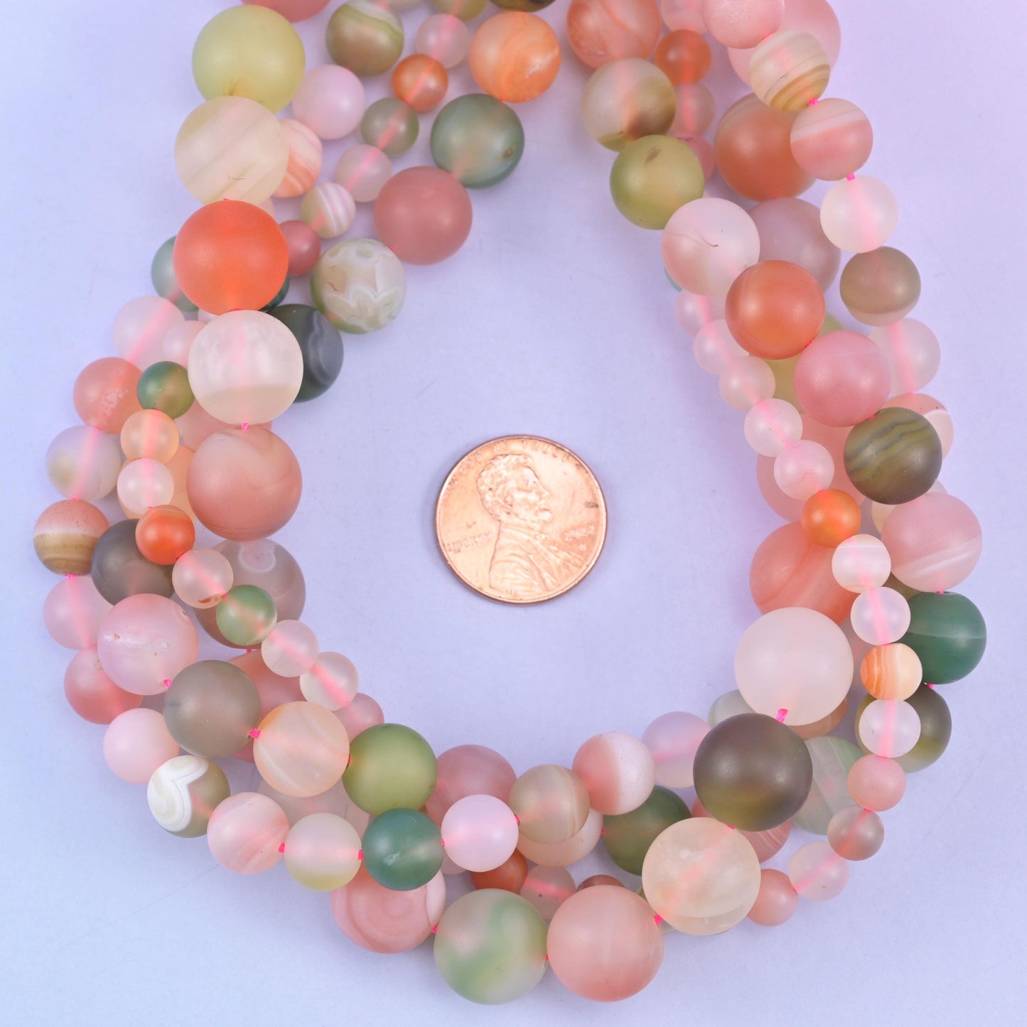 Multi-Color Yanyuan Agate Matte Round Beads, 14 Inch Strand