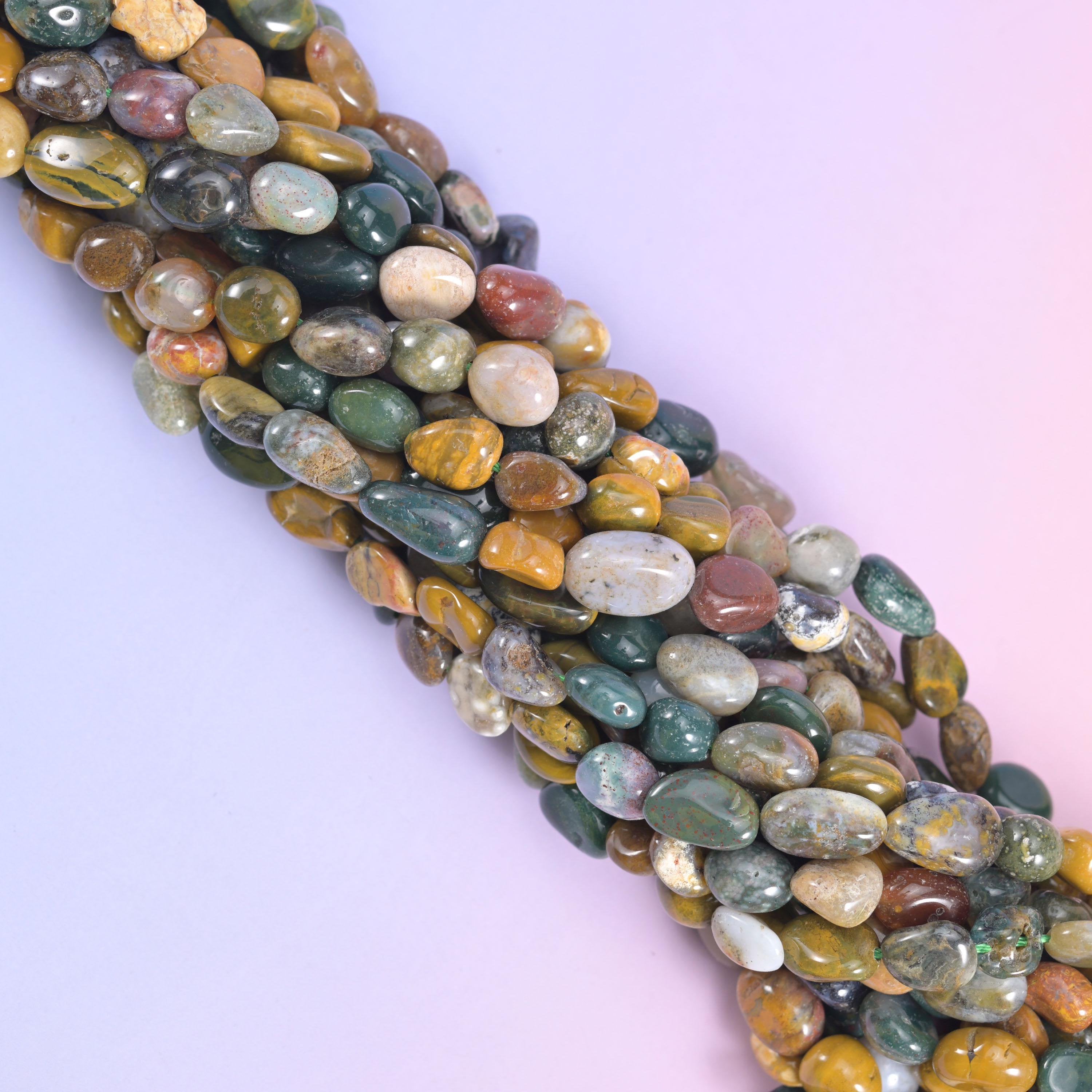 Pebble nugget cut ocean jasper beads