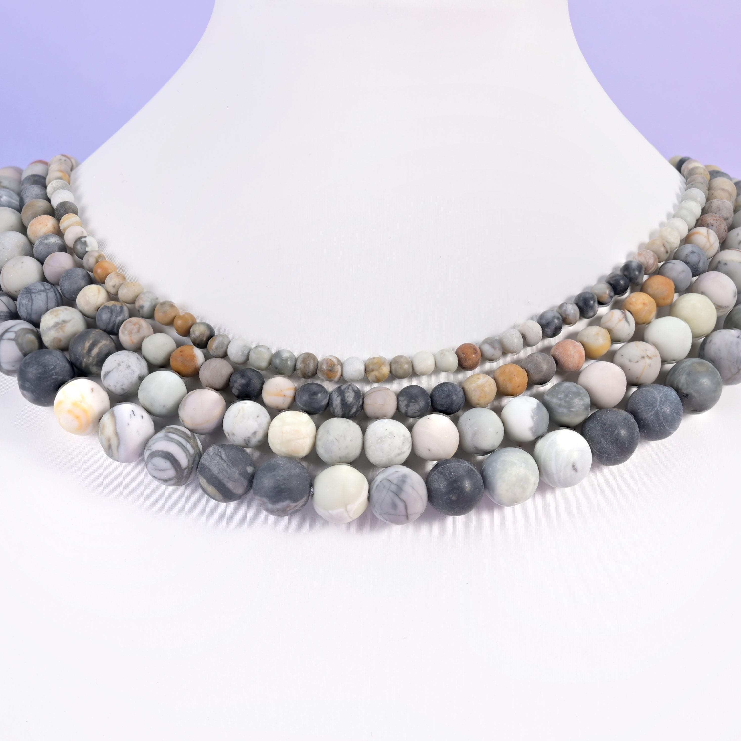 Picasso jasper beads, matte round, 4mm, 6mm, 8mm, 10mm