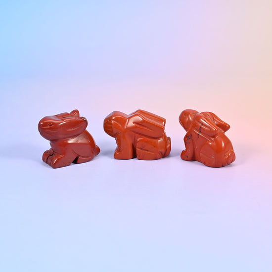 Carved gemstone bunny figurine, polished on all sides, about 1.0 oz, sold per piece