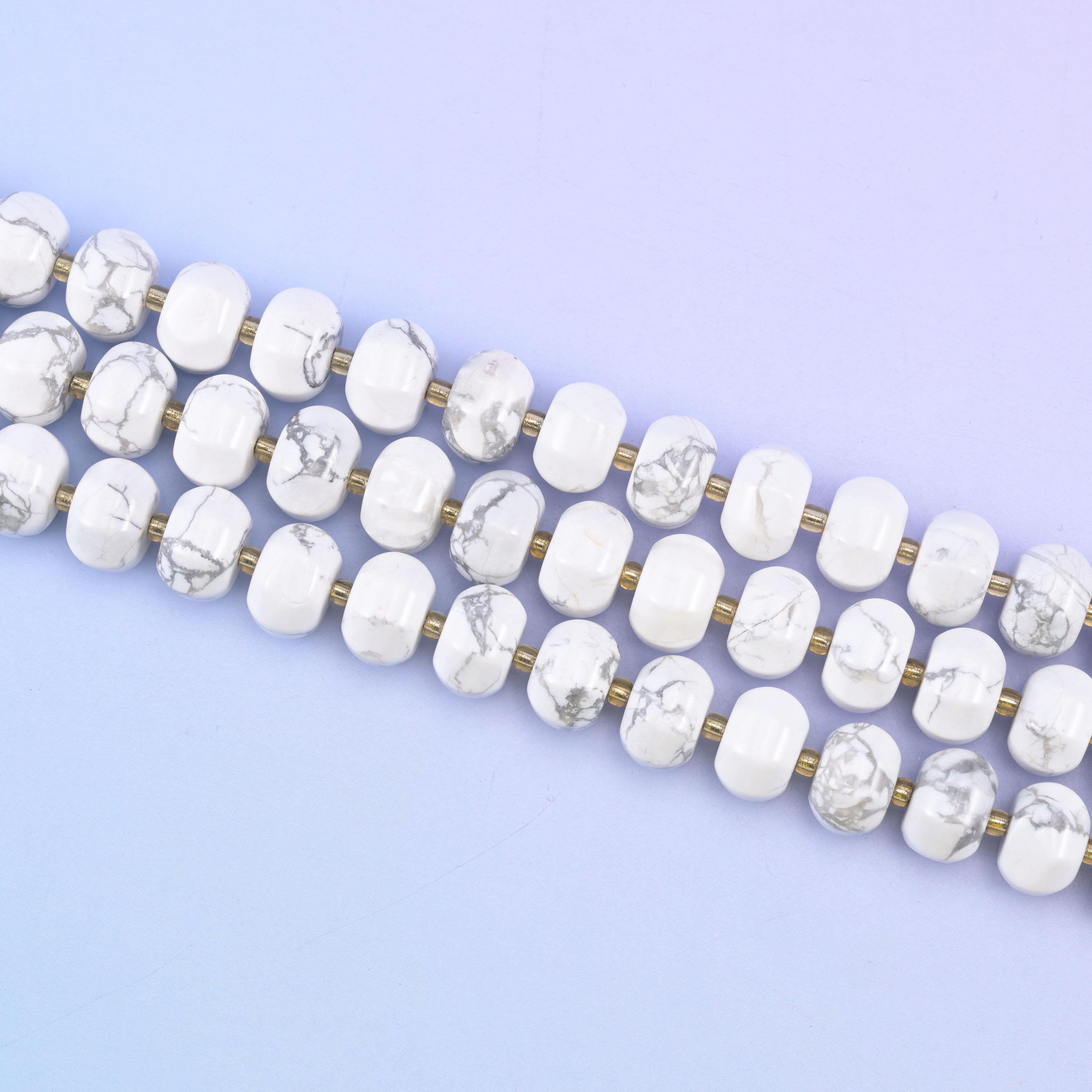 Smooth pumpkin cut white howlite beads
