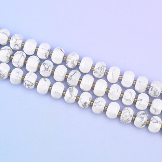 Smooth pumpkin cut white howlite beads