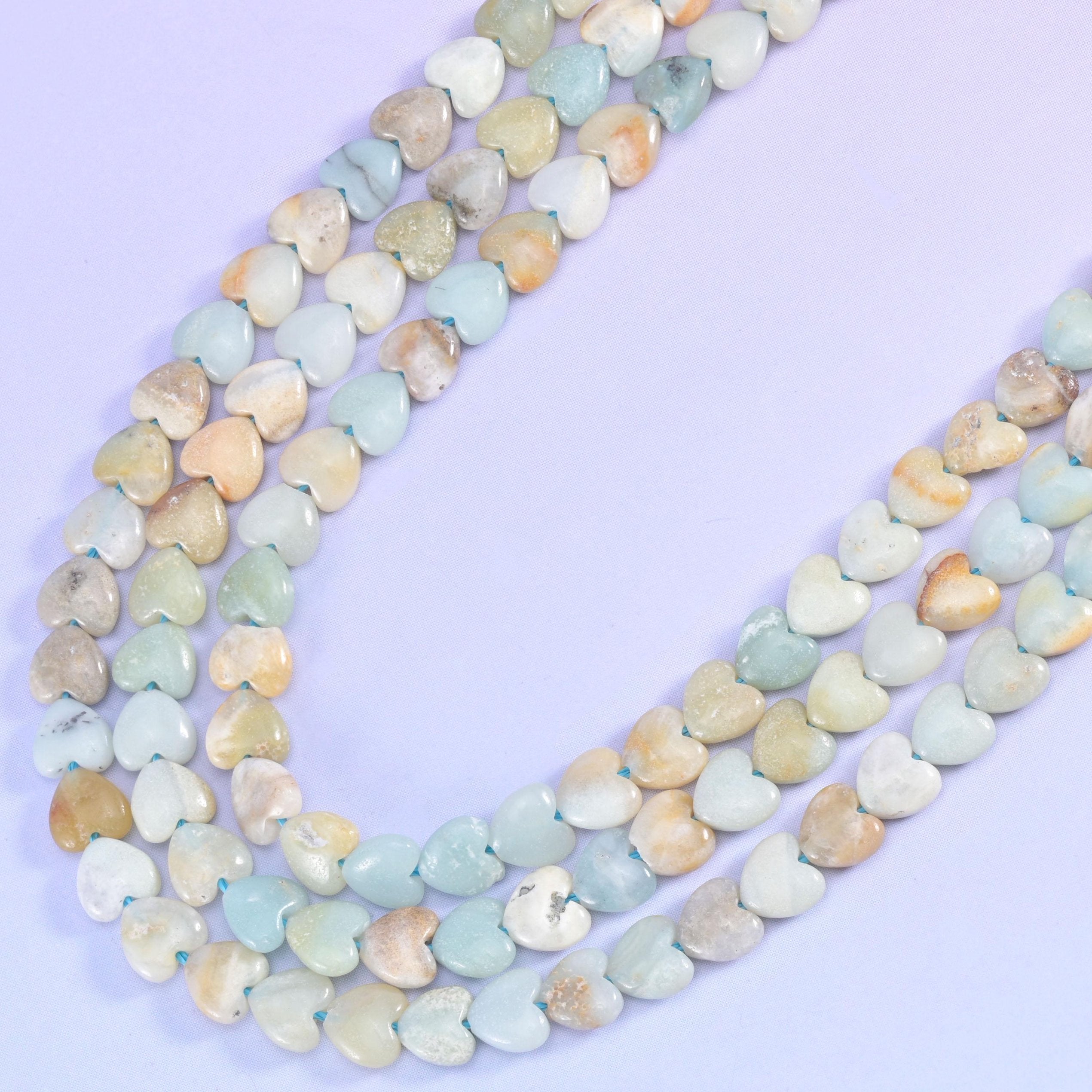 Heart cut multi-color amazonite beads