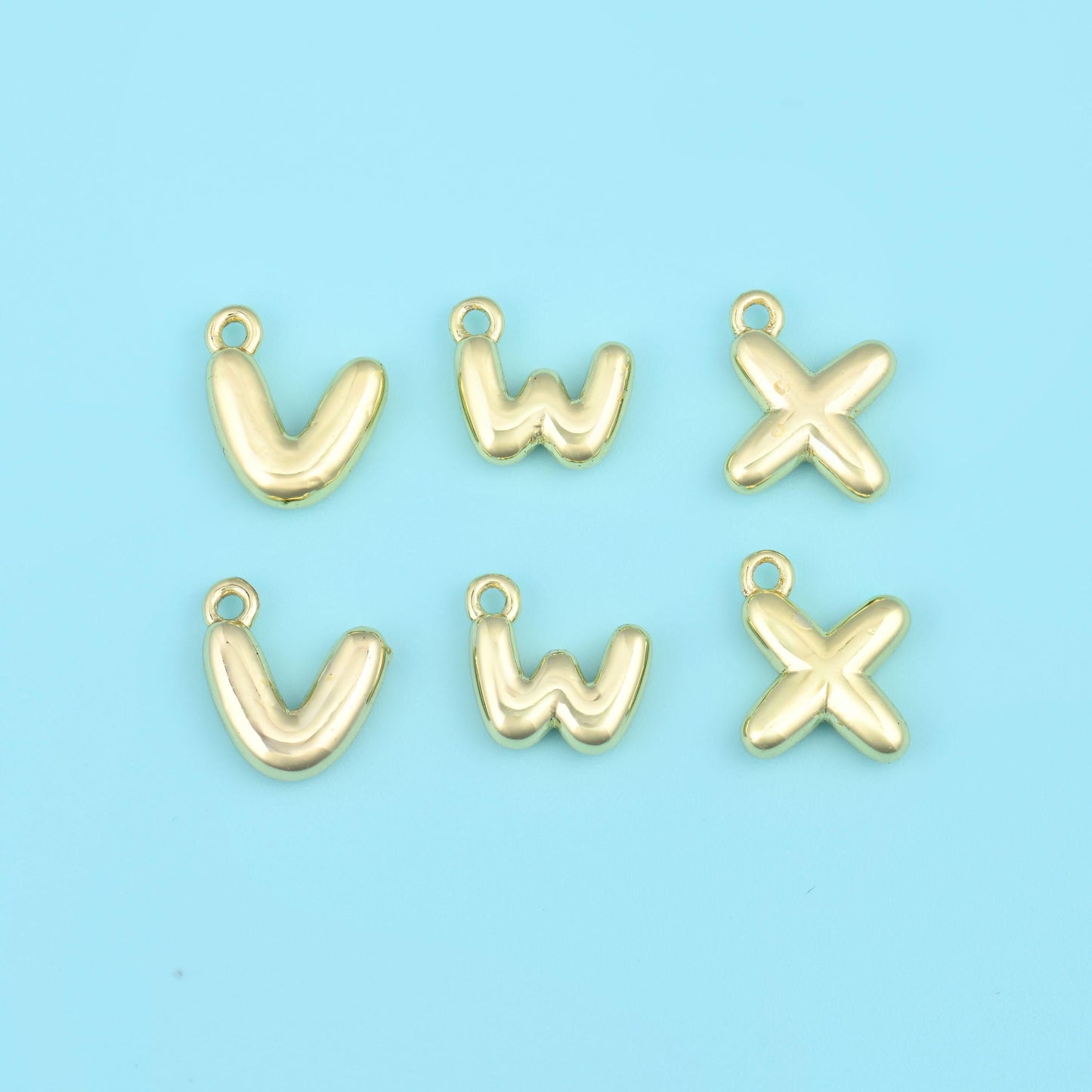 18K Gold Filled Puffy Balloon Letter A-Z Initial Charm Pendant