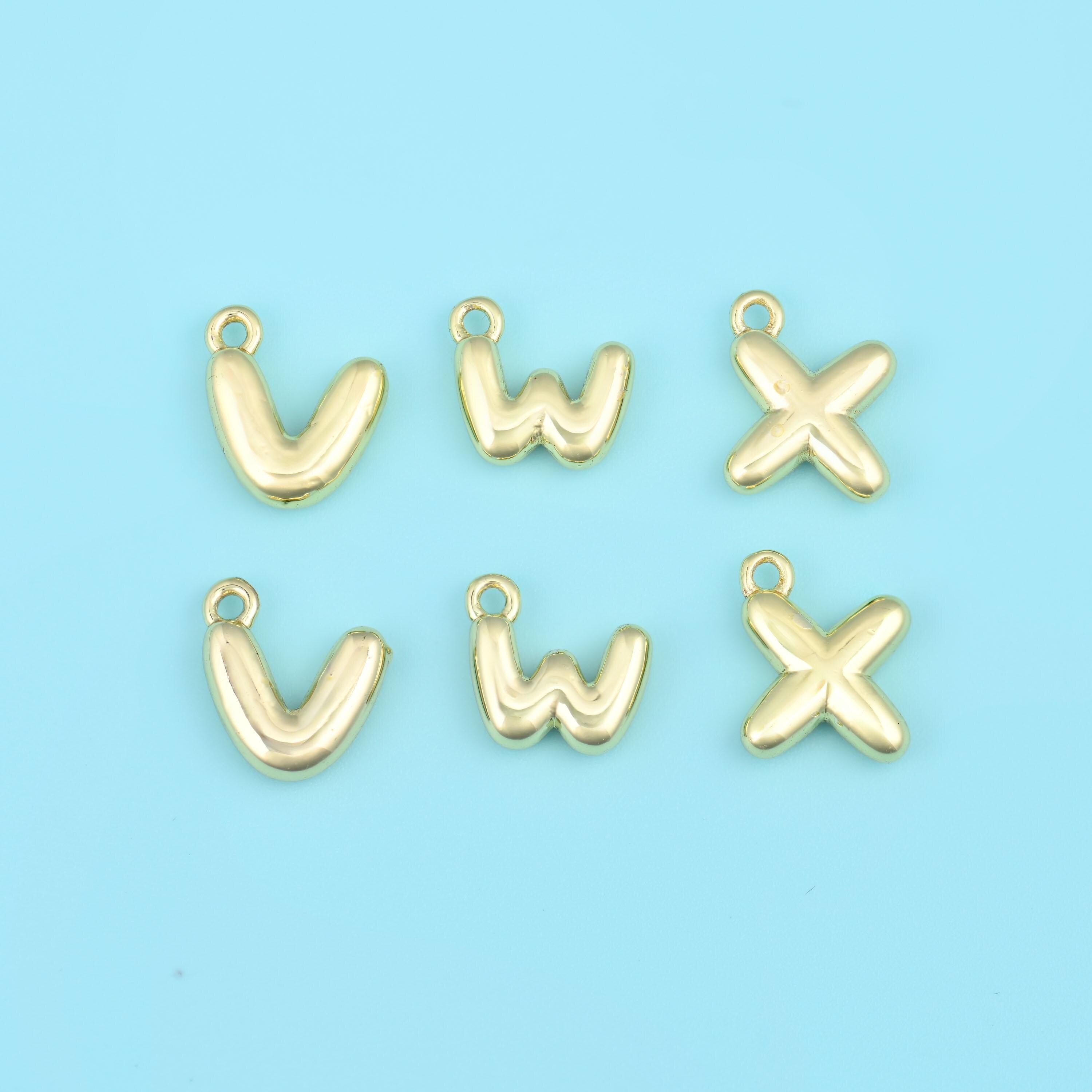 18K Gold Filled Puffy Balloon Letter A-Z Initial Charm Pendant