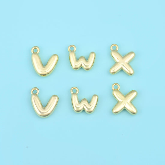 18K Gold Filled Puffy Balloon Letter A-Z Initial Charm Pendant