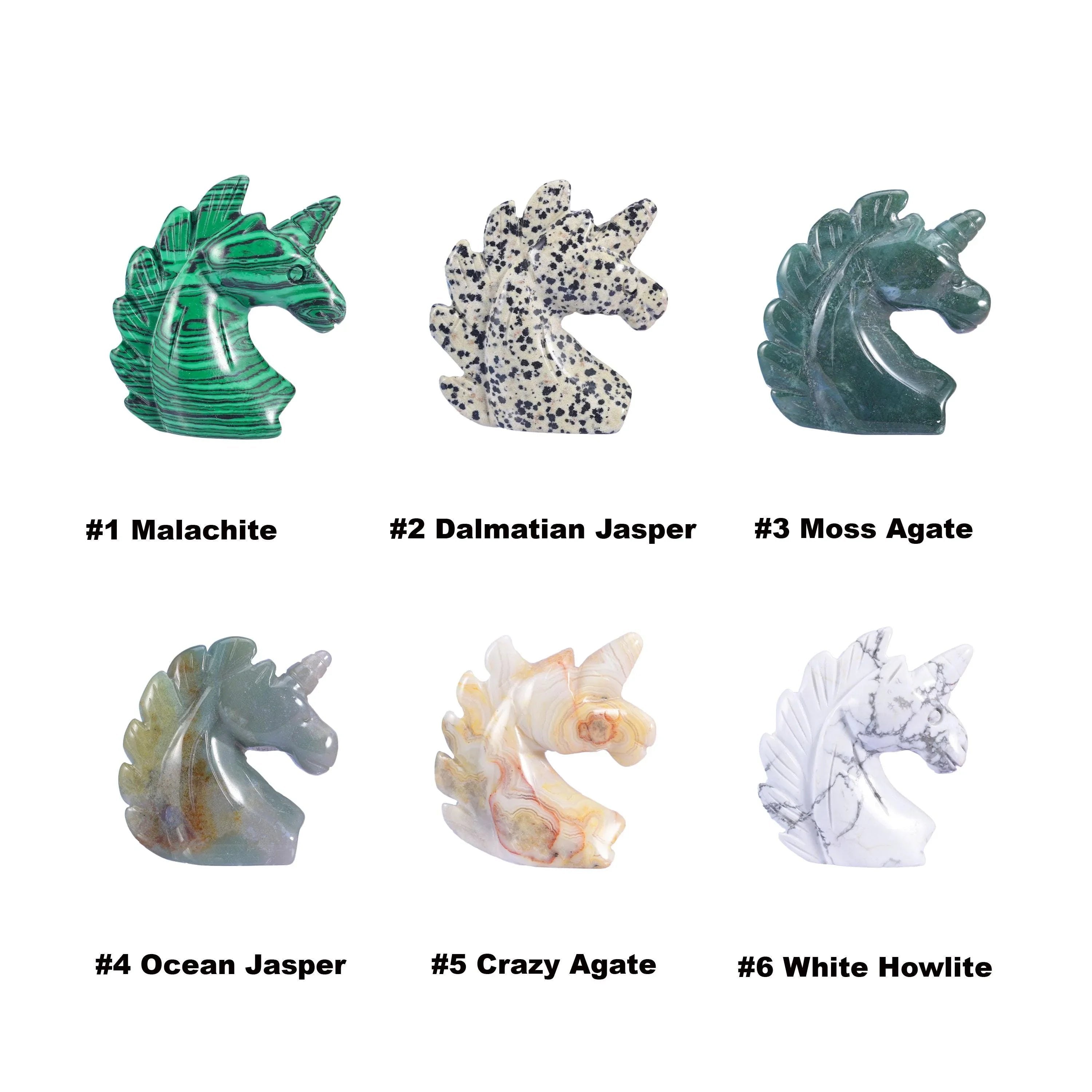 Unicorn Crystal Figurine in natural stone, colour varies by option