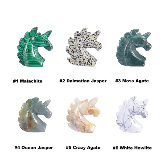 Unicorn Crystal Figurine in natural stone, colour varies by option