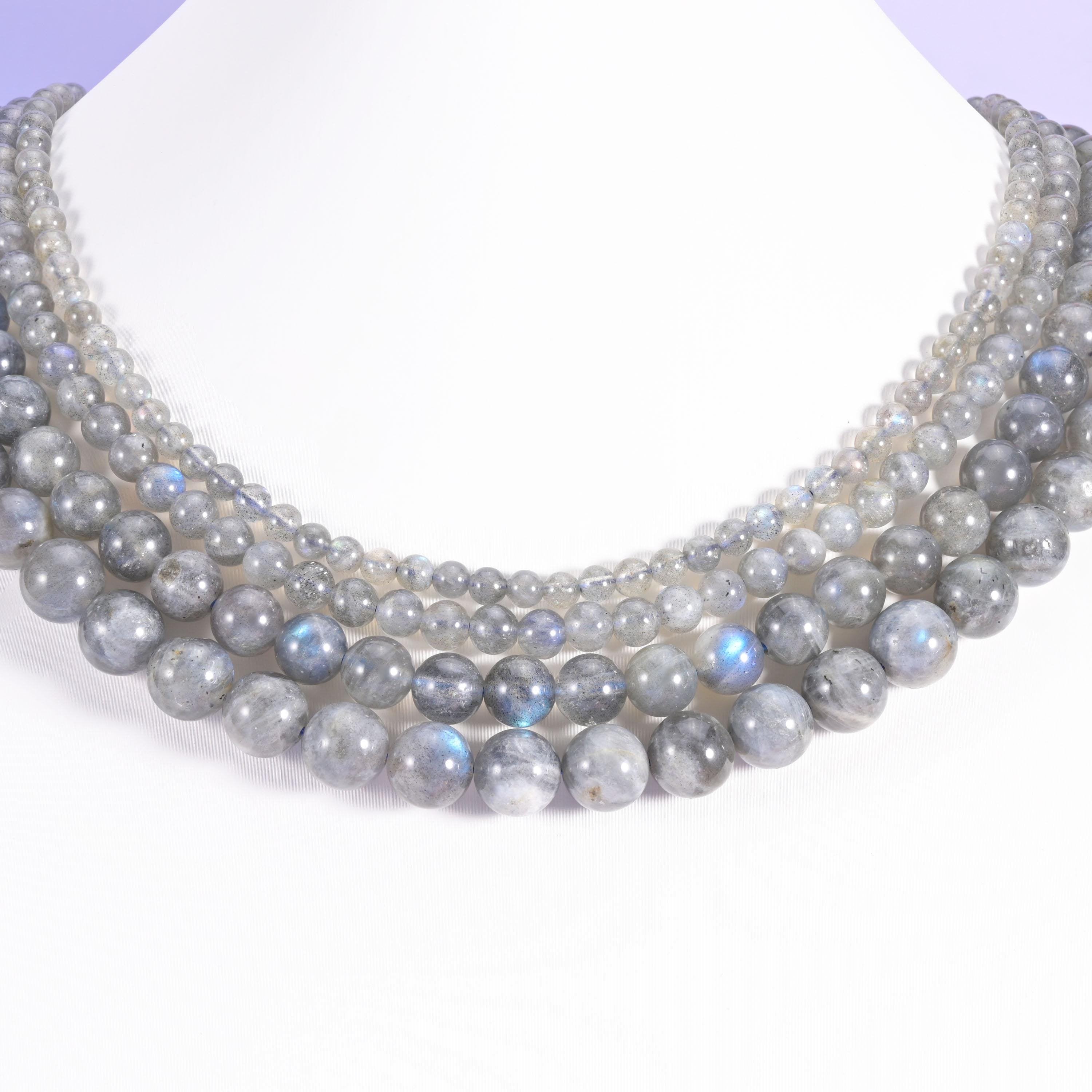 White labradorite beads, smooth round, 4mm, 6mm, 8mm, 10mm