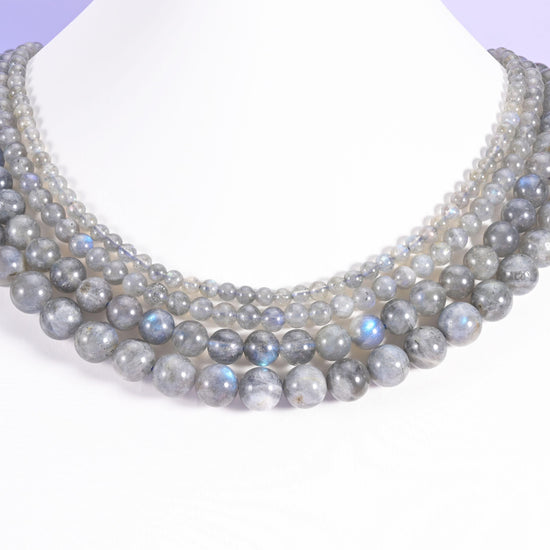White labradorite beads, smooth round, 4mm, 6mm, 8mm, 10mm