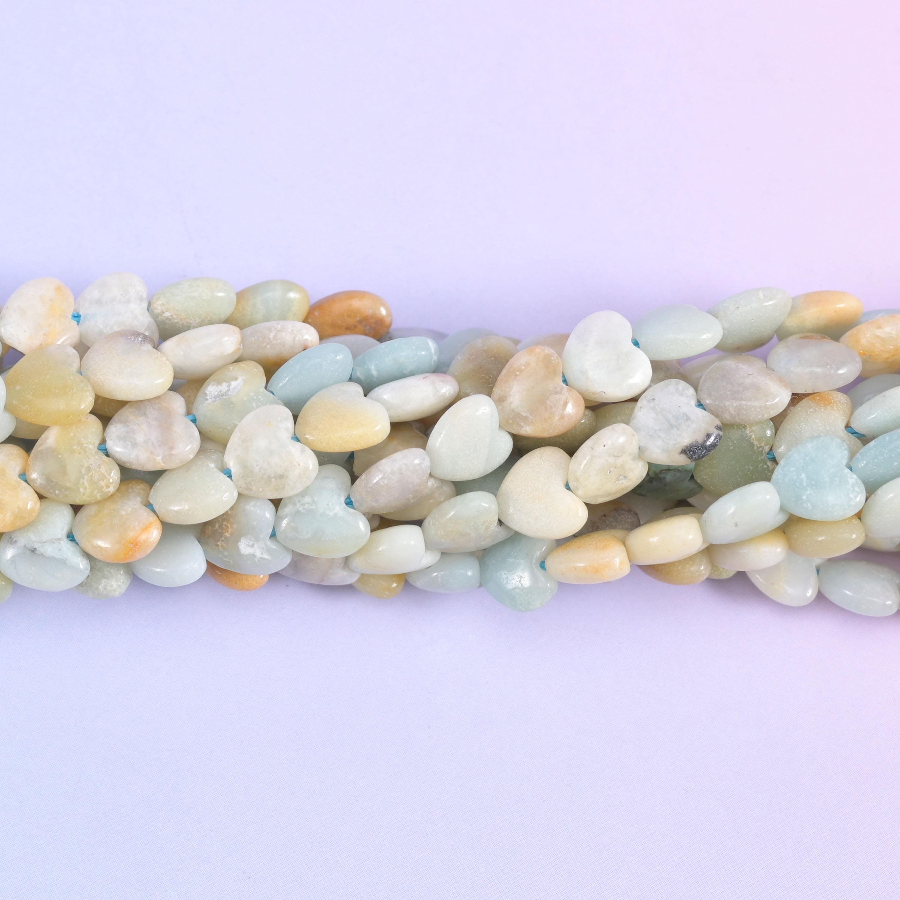 Multi-color amazonite heart beads, 0.8mm drill hole