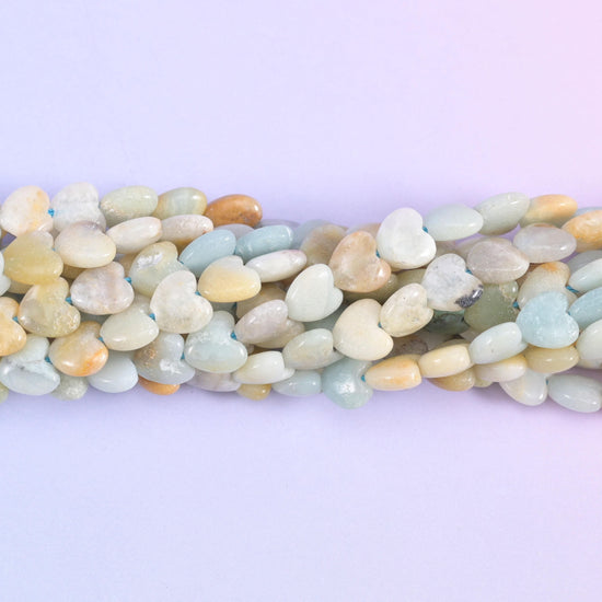 Multi-color amazonite heart beads, 0.8mm drill hole