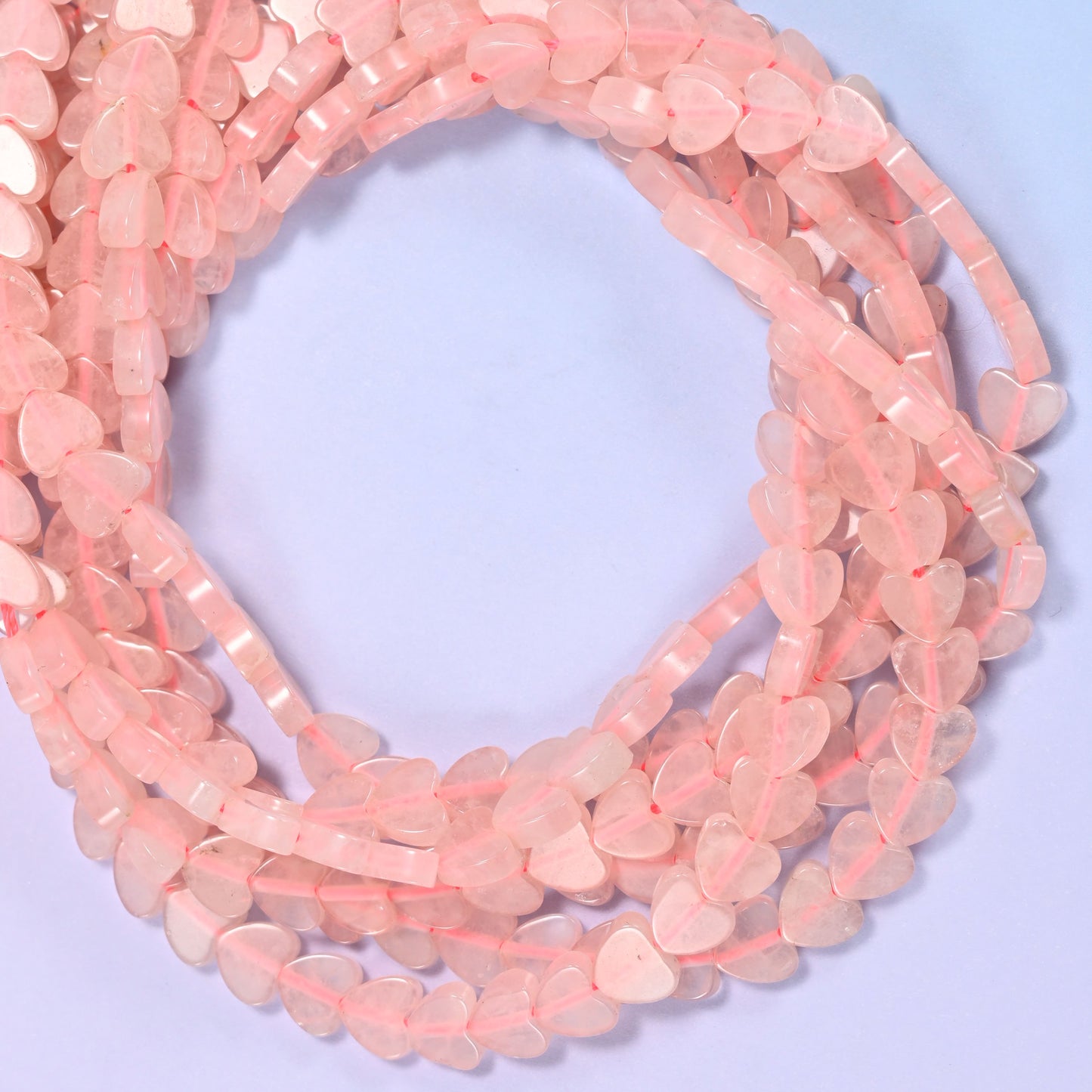 Rose Quartz Flat Heart Beads: Size 6mm, Jewelry Making, 15 Inch Strand