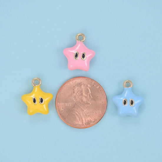 Enamel Star Charm 14x8mm, sold per piece