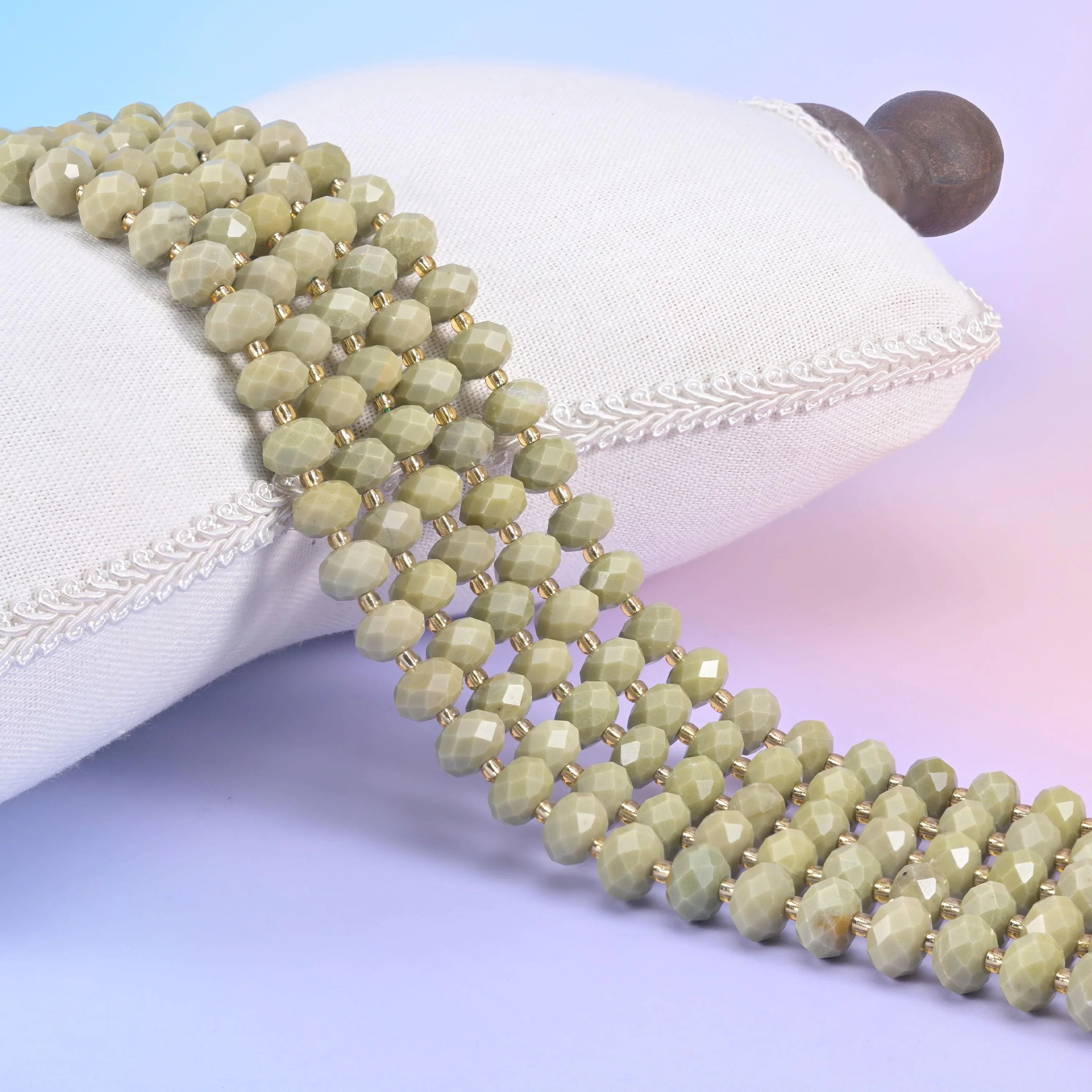 Avocado Jade Faceted Rondelle Beads 6x10mm