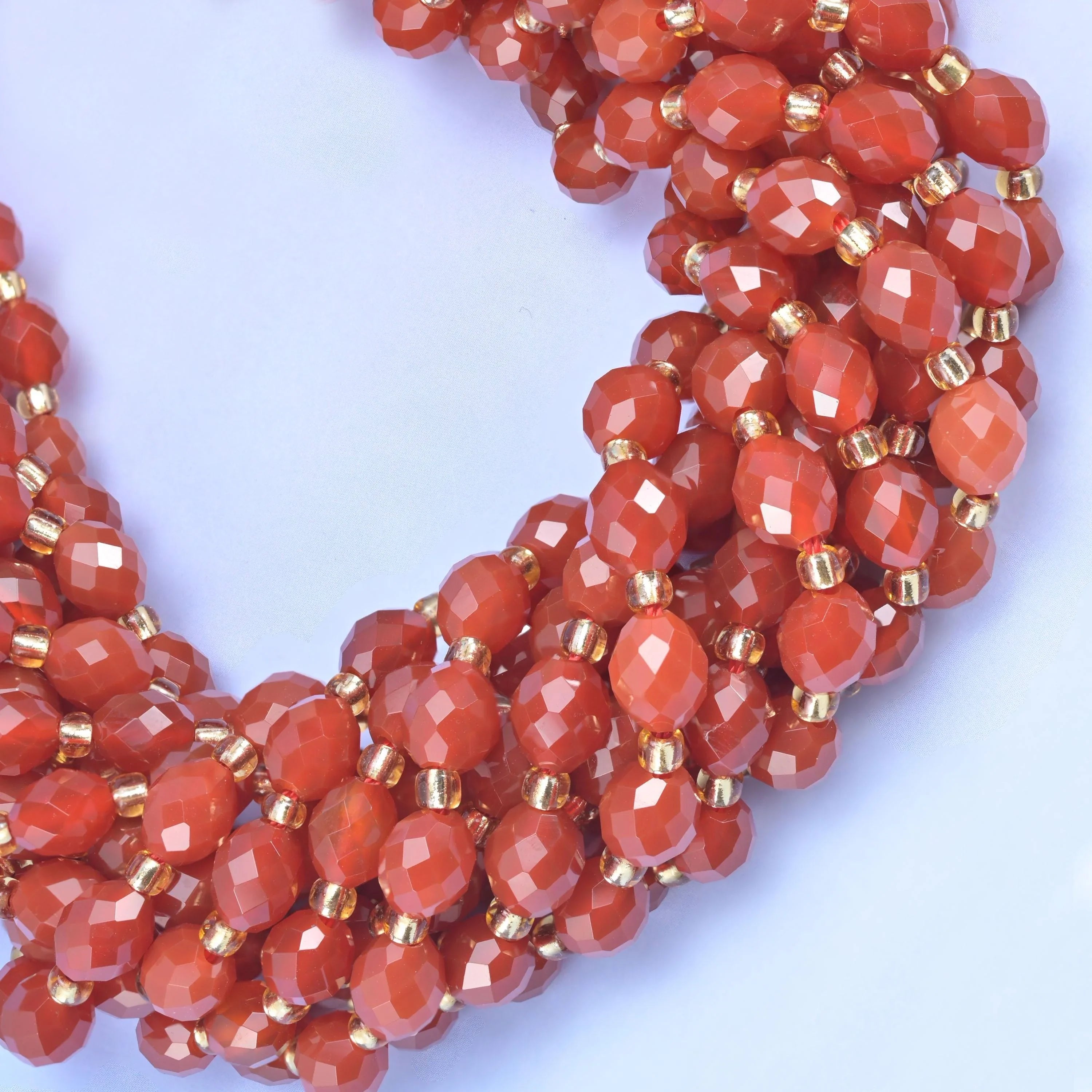 Red Agate Faceted Rice Barrel Beads, hole approximately 1.0mm